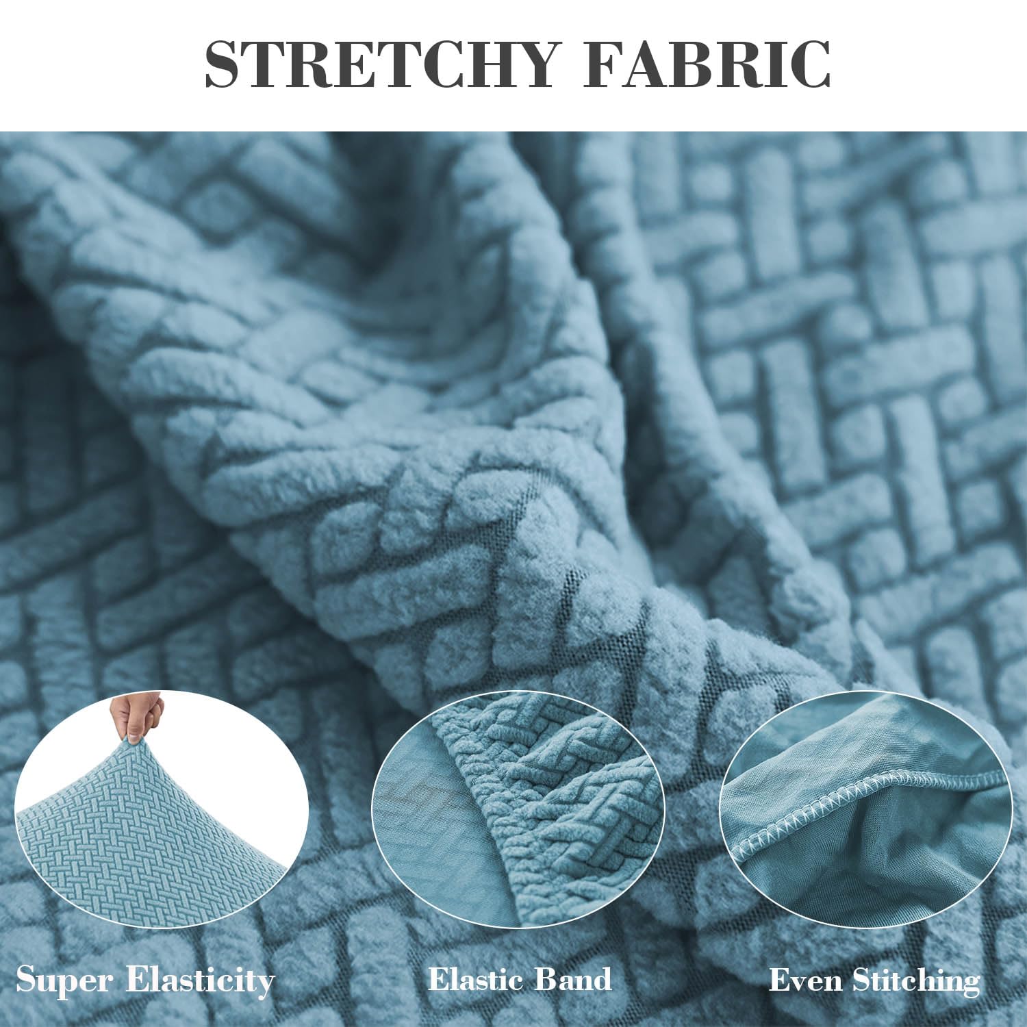 Disayu Sofa Covers Couch Covers for Sofa Pet Friendly Couch Cushion Covers Universal Sofa Covers Washable Stretch Slipcovers for Sectional Sofa (Texture Sea Blue,Chaise Cover)
