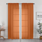 OWENIE Sheer Curtains 72 Inches Long 2 Panels Set, Light Filtering Sheer Curtain Rod Pocket Clear Drapes for Living Room Bedroom Window Sliding Door, Each 42 x 72 Inch, Orange