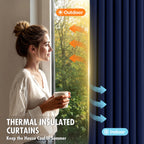 MIULEE Navy Blue Blackout Bedroom Curtains Drapes 84 Inch Long 52"x84"