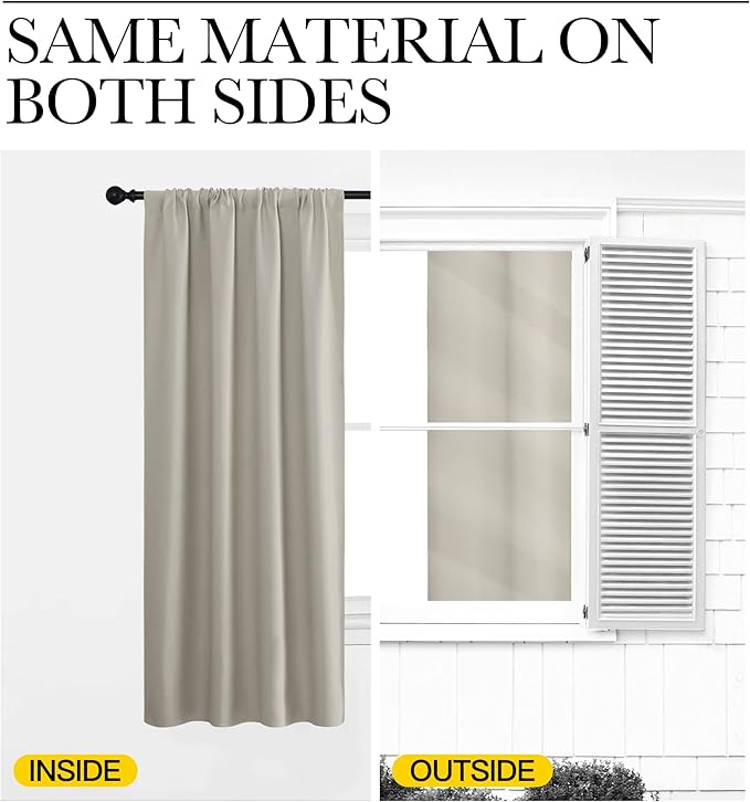 NICETOWN Blackout Curtains for Living Curtains, Room Darkening Window Curtain Panels, Easy-Care Solid Thermal Insulated Draperies/Drapes for Daughter Room (Natural, 2 Panels, 29 by 30)