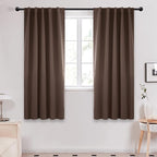 Deconovo Blackout Curtains, Thermal Insulated, W42 x L72 2 Panels, Back Tab, Machine Washable, Room-Darkening Drapes for Bedroom/Living Room Brown