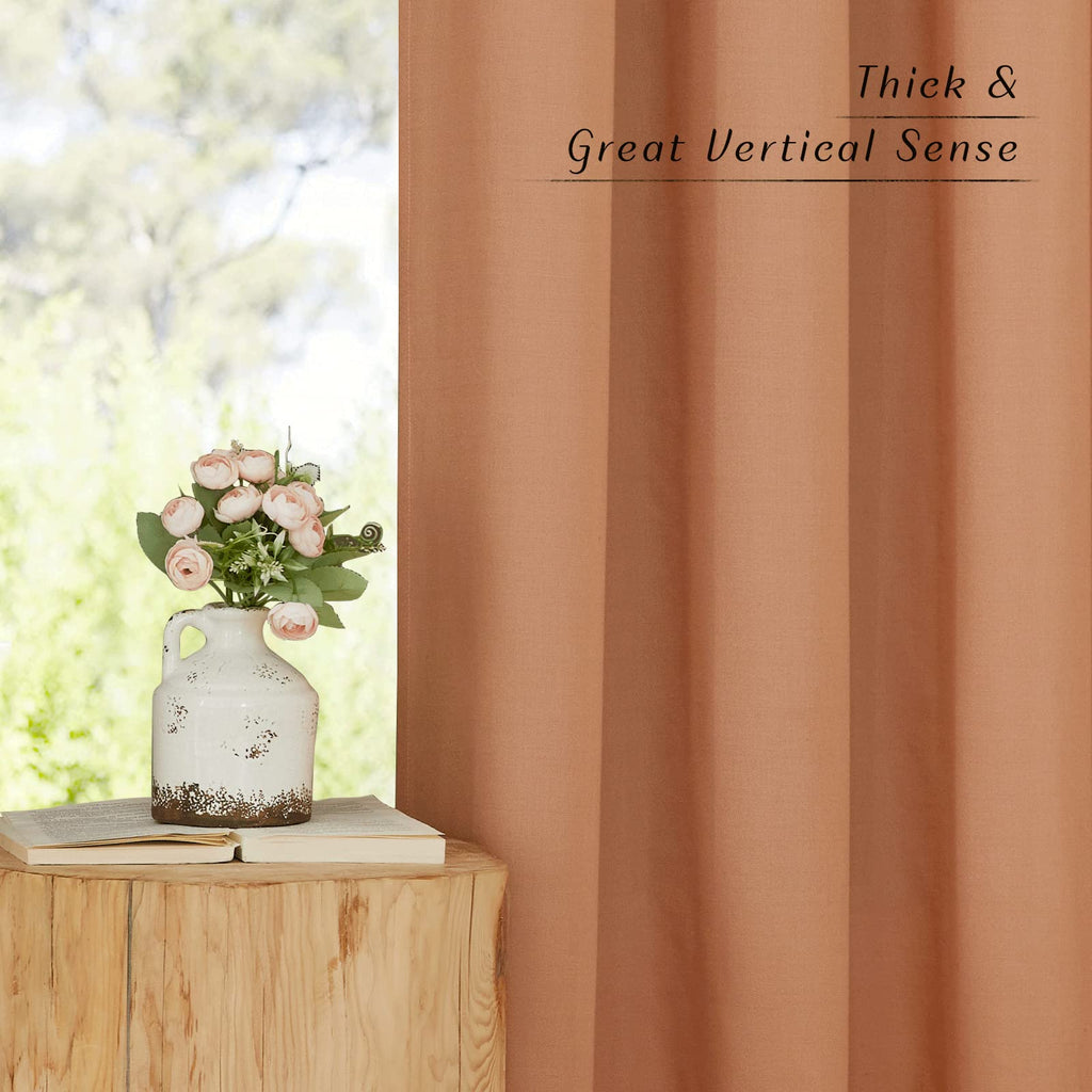 NICETOWN Linen Burnt Orange Window Curtains 84 inches Long, Grommet Thick Linen Blend Window Treatments Privacy Assured with Light Filtering for Bedroom/Living Room, W42 x L84