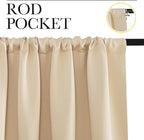 NICETOWN Blackout Room Darkening Curtains - Home Decoration Light & Noise Reducing Thermal Insulated Window Draperies with Rod Pocket Top (Biscotti Beige, Set of 2, 29 inches Wide x 20 inches Long)