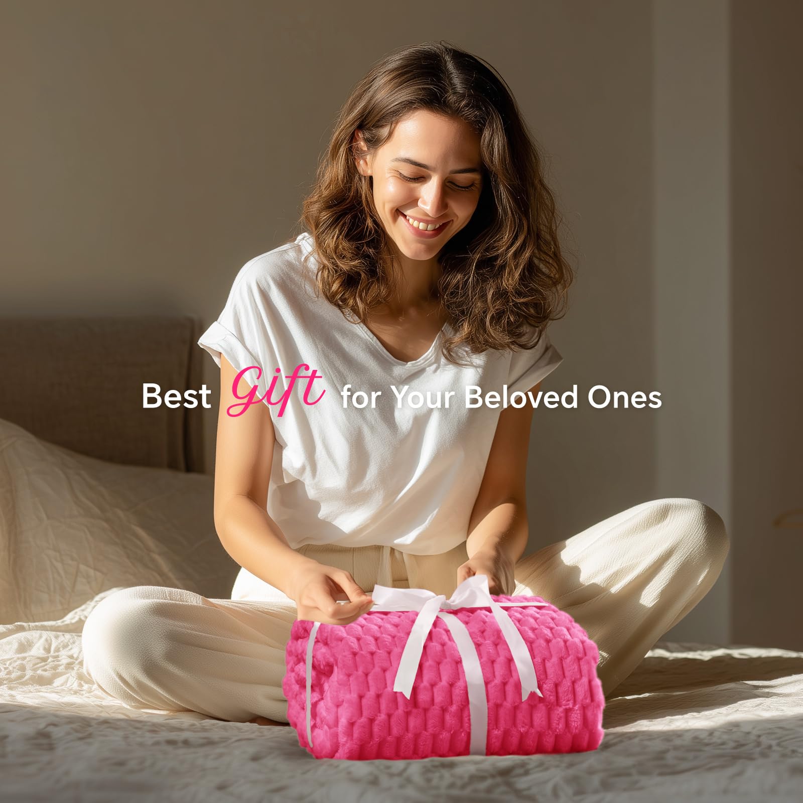 BEDELITE Hot Pink Throw Blanket for Couch, Soft Cozy Gifts for Women, 50*60
