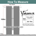 Yakamok Grey Blackout Curtains 108 Inches Long for Bedroom 52" Wide 2 Pcs
