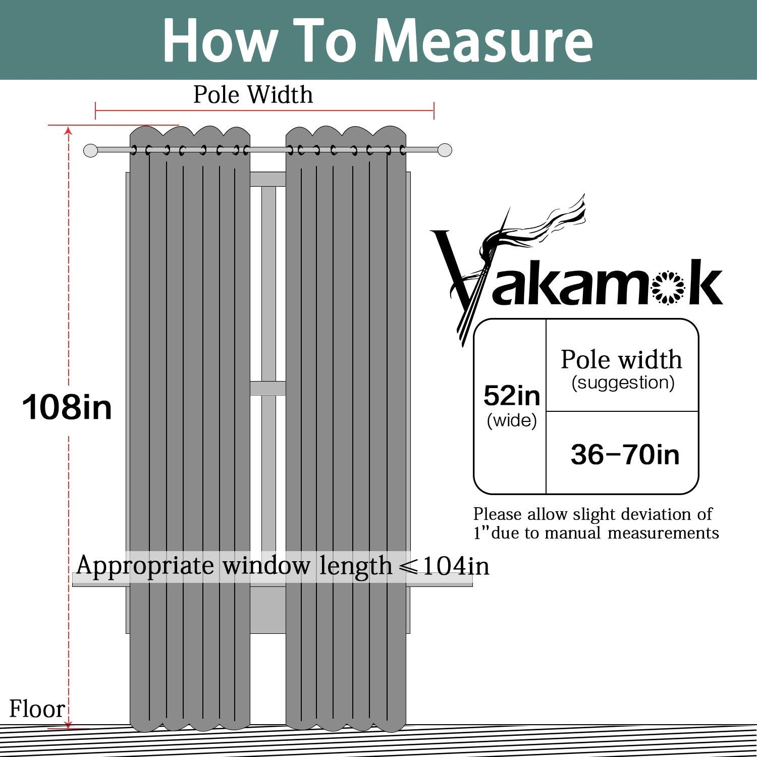 Yakamok Grey Blackout Curtains 108 Inches Long for Bedroom 52" Wide 2 Pcs