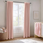Faux Linen Total Blackout Curtains for Bedroom 102 Inch Long Blush Pink