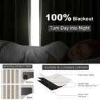 Extra Wide 70 Inch Length Blackout Curtains & Drapes 92 Inches Long 2 Panels Set for Sliding Glass Doors Modern Pleated Linen Blend Heavy Floor to Ceiling Large Window Drapes(70"Wx92"Lx 2 Birch)
