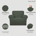 Easy-Going Stretch Chair Sofa Slipcover 1-Piece Couch Sofa Cover Furniture Protector Soft with Elastic Bottom for Kids, Pet. Spandex Jacquard Fabric Small Checks (Chair, Olive Green)
