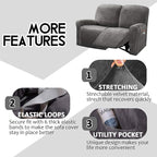 ULTICOR Reclining Love Seat Slipcover, 48" - 65" L, 6-Piece Velvet Stretch Loveseat Reclining Sofa Covers, 2 seat Love seat Recliner Cover, Thick, Soft, Washable (Dark Grey)