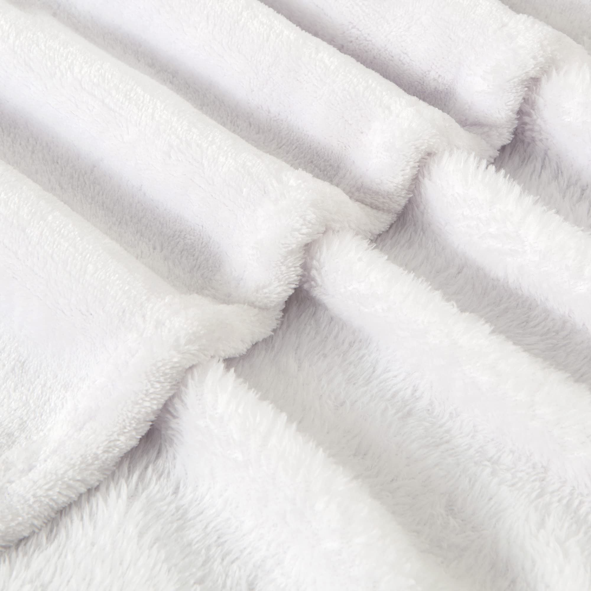 BEDELITE Fleece Blanket Soft Plush King Size Bed Blanket White 108"x90"