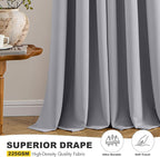 MIULEE Light Grey Blackout Curtains for Bedroom Living Room 54 Inches Long 2 Panels, Thermal Insulated Room Darkening Drapes Solid Grommet Noise Reduction Light Blocking Window Treatments 40x54 Inch