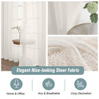 Ebesto Extra Wide Ivory Sheer Curtains 90 Inches Long 2 Panels, Light Filtering Lightweight Solid Sheer Curtains for Bedroom Living Room, Window Voile Sheer Drapes, Dual Rod Pocket, 2x59Wx90L Inches