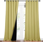NICETOWN Total Shade Curtains and Draperies, Heavy-Duty Full Light Shading Drapes with Black Liner Backing for Villa/Hall/Dorm Window（Paler Yellow, Package of 2 Panels, 62 inches Wide x 95 inches Long
