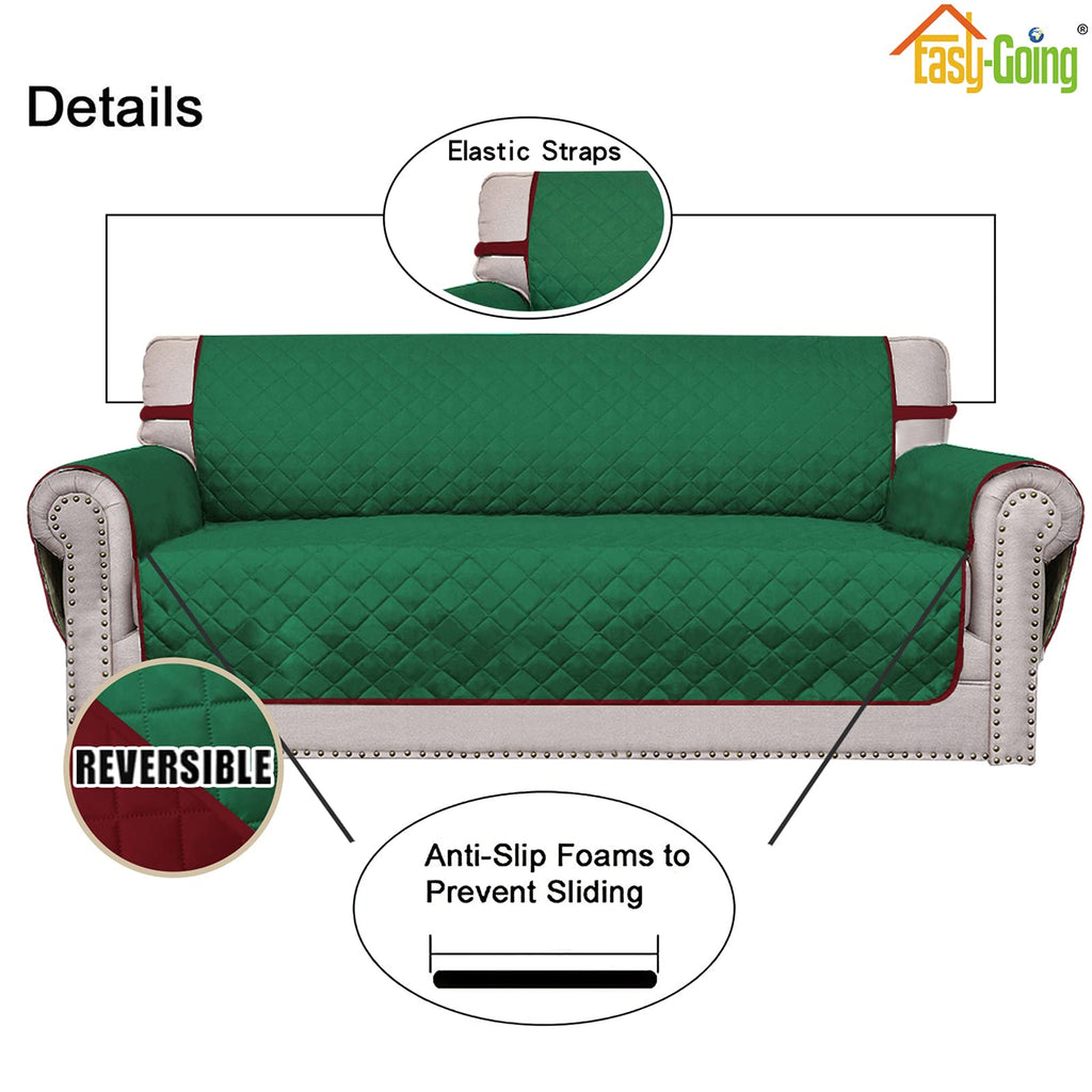 Easy-Going Chair Sofa Slipcover Reversible Sofa Cover Water Resistant Couch Cover Furniture Protector Cover with Elastic Straps for Pets Kids Children Dog Cat (Chair, Green/Christmas Red)