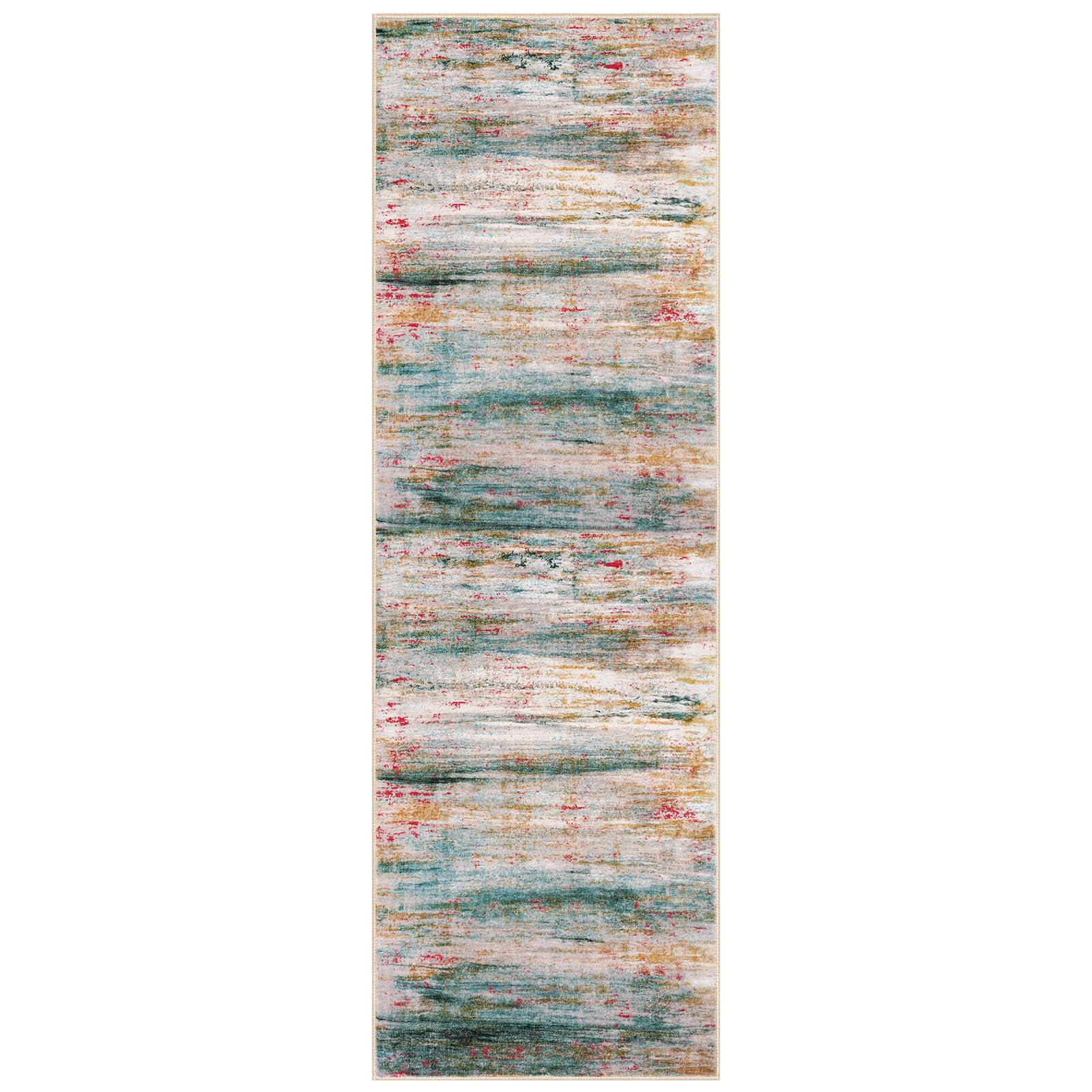 KOZYFLY Modern Abstract Kitchen Runner Rug, 2x6 Washable Rug Runner Non-Slip Soft Hallway Runner Rugs, Green Print Carpet Runner for Entryway Bathroom Laundry Room Foyer
