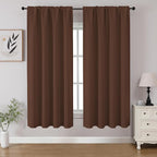 CUCRAF Brown Blackout Curtains 54 inch Length 2 Panels Set, Rod Pocket Room Darkening Drapes for Bedroom Living Room, Insulated Thermal Light Blocking Window Curtain (W52 x L54 Inch)