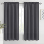 DWCN Blackout Curtains for Bedroom 52 x 63 Inch Long Dark Grey 2 Panels