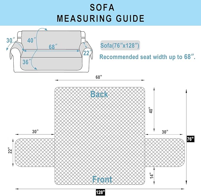 Reversible Sofa Covers Couch Cover Furniture Protector for Dogs Elastic Straps Water Resistant(Sofa,Black/Grey)
