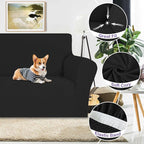 ZNSAYOTX Super Stretch Sofa Cover (72"-92"), New Striped Sofa Covers Fitted Slipcovers with Elastic Bottom, Dog Cat Pets Proof Spandex Washable Fabric Comfortable & Durable (Black, Sofa)