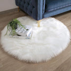 Ashler Faux Fur Rug - Fluffy Shaggy Area Rug, Ultra Soft 3 x 3 Feet Round, White Fuzzy Machine Washable Shag, Nursery Decor Throw for Bedroom, Kids Room, Living Room