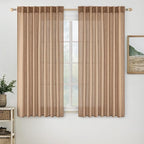 MIULEE Light Brown Linen Curtains 52x54 Inch Length 2 Panels for Bedroom