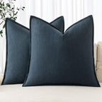 MIULEE Decorative Linen Euro Sham Pillow Covers 26x26 Deep Blue