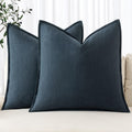 MIULEE Decorative Linen Pillow Covers 20x20 Inch Deep Blue