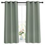 NICETOWN Short Blackout Sage Green Curtains & Drapes for Bedroom - Energy Saving Thermal Insulated Solid Grommet Room Darkening Small Window Treatments for Kitchen/Cafe (2 Panels, W37 x L48)