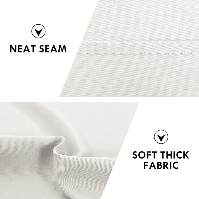 DWCN Blackout Curtains Thermal Insulated, Energy Saving & Noise Reducing Bedroom and Living Room Curtains, Ivory, W 38x L 84 Inch, Set of 2 Rod Pocket Curtain Panels