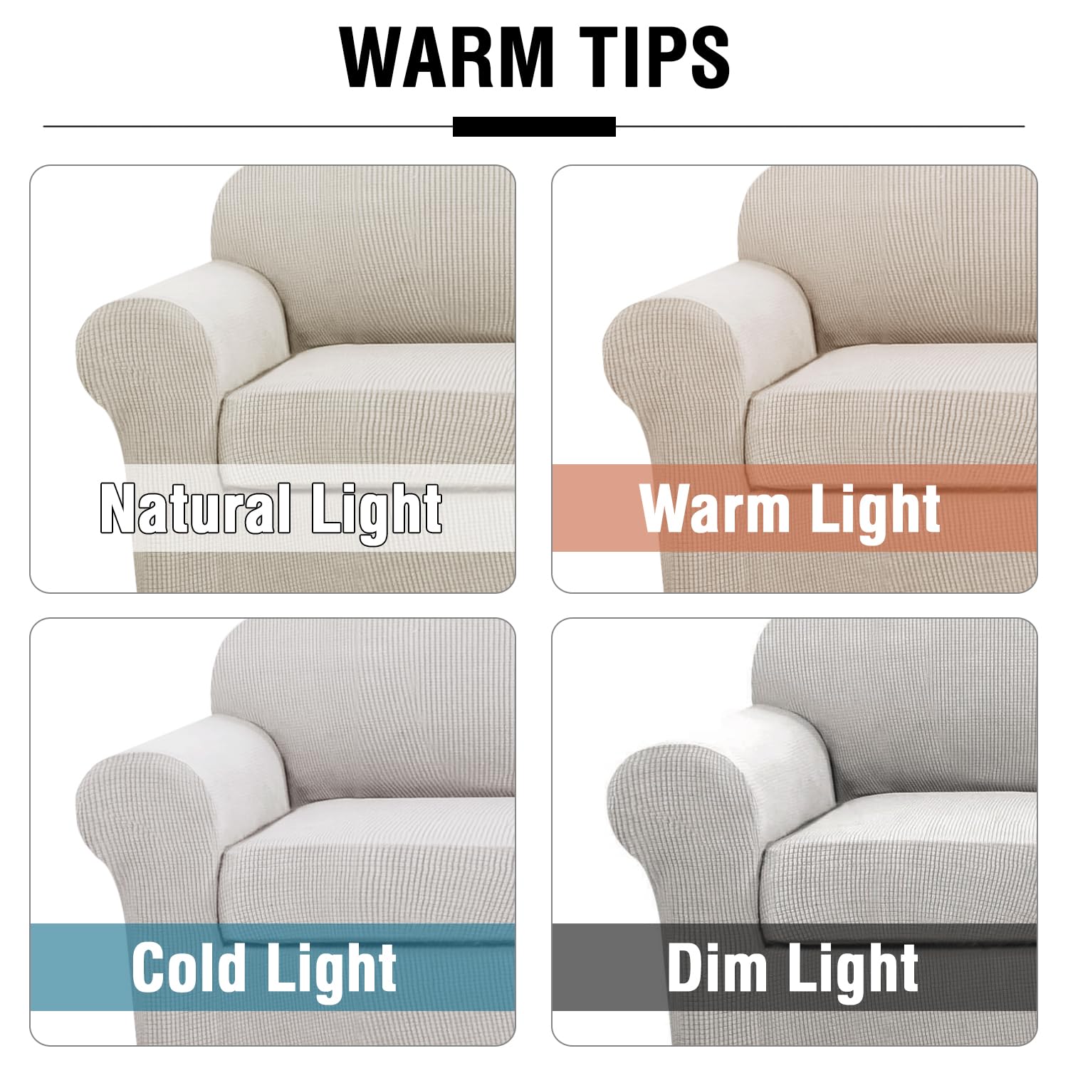H.VERSAILTEX 3 Piece Stretch Sofa Covers for 2 Cushion Sofa Couch Covers for Living Room Sofa Slipcovers (Base Cover Plus 2 Seat Cushion Covers) Thicker Jacquard Fabric(Large Sofa, Island Fossi)