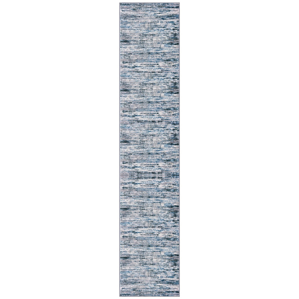 Lansny Modern Abstract Runner Rug 2x12, Grey Blue White Washable Long Kitchen Runner Non-Slip Soft Hallway Rug Runner Thin Print Faux Wool Carpet for Entryway Bedroom Laundry Room Indoor Home Decor