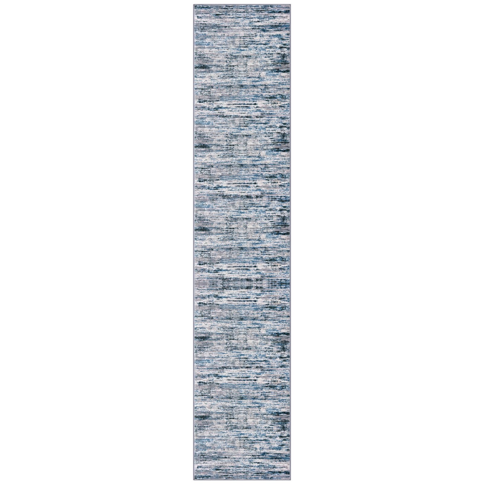 Lansny Modern Abstract Runner Rug 2x12, Grey Blue White Washable Long Kitchen Runner Non-Slip Soft Hallway Rug Runner Thin Print Faux Wool Carpet for Entryway Bedroom Laundry Room Indoor Home Decor