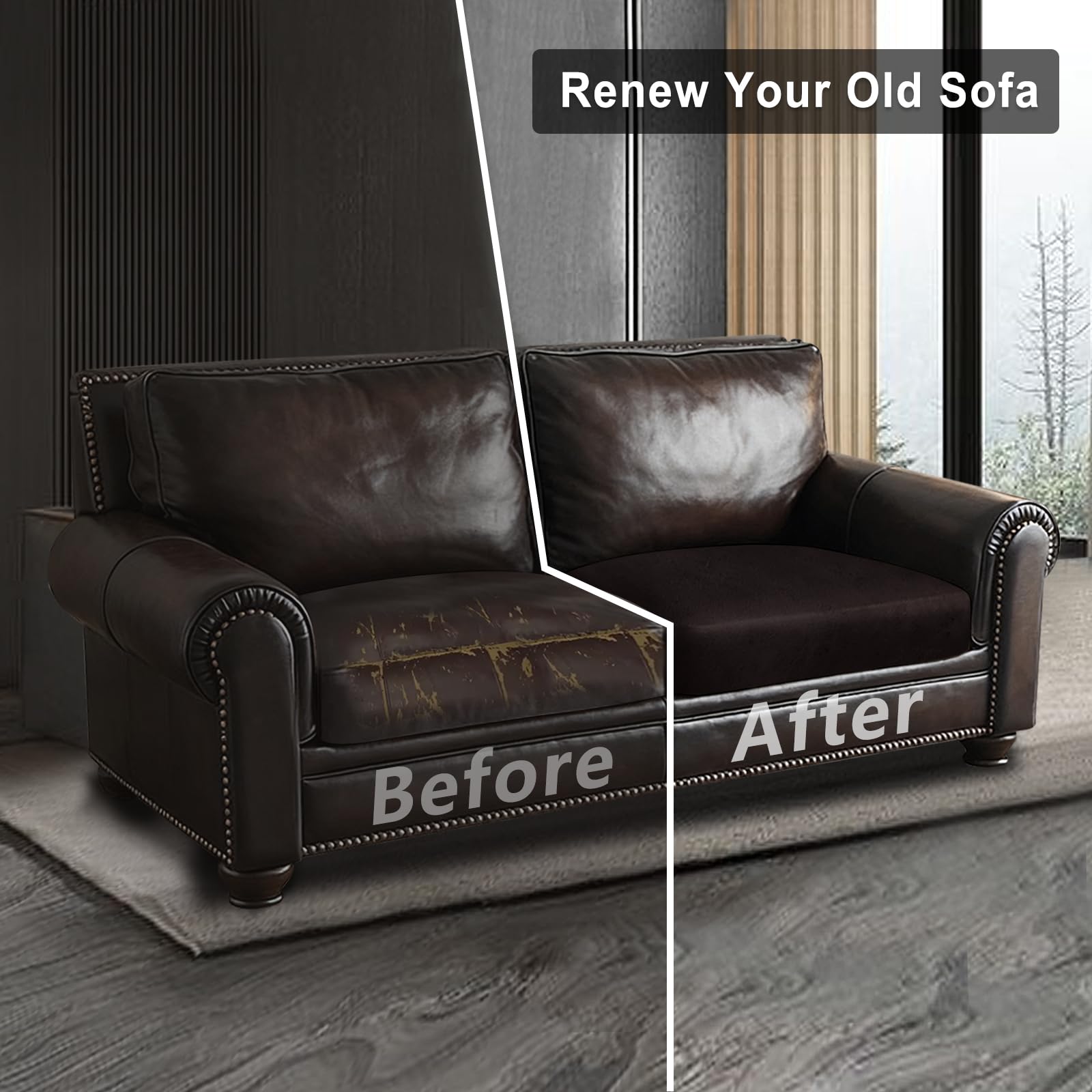 ANARACHON Leather Look Couch Cushion Covers Sofa Seat Slipcovers Sets Couches Furniture Protector for Sectional Armchair Loveseat Pets Kids Stretch Spandex Fabric (2 Cushion Loveseat, Chocolate)