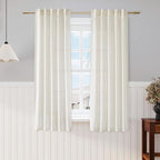 Nanspring 60 Inch Length Linen Curtains Cream Semi Sheer Light Filtering Back Tab and Rod Pocket Neutral Curtains for Bedroom Living Room 34 x 60 Inch,2 Panels