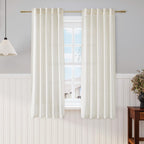 Nanspring 60 Inch Length Linen Curtains Cream Semi Sheer Light Filtering Back Tab and Rod Pocket Neutral Curtains for Bedroom Living Room 34 x 60 Inch,2 Panels