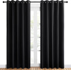 NICETOWN Blackout Draperies Window Curtain Panels, Autumn/Winter Thermal Insulated Solid Grommet Blackout Curtains/Drapes for Cafe (Set of 2, 60 inches by 84 inches, Black)