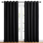 NICETOWN Blackout Draperies Window Curtain Panels, Autumn/Winter Thermal Insulated Solid Grommet Blackout Curtains/Drapes for Cafe (Set of 2, 60 inches by 84 inches, Black)