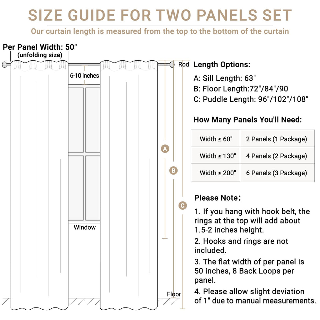 Linen Textured Total Blackout Curtains for Bedroom 63 Inches Long, Oatmeal