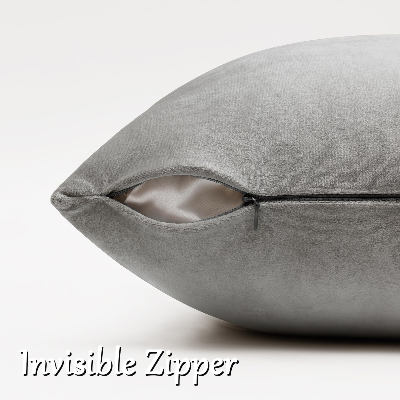 GIGIZAZA Silver Grey Velvet Throw Pillow Covers 18x18 Pack of 2