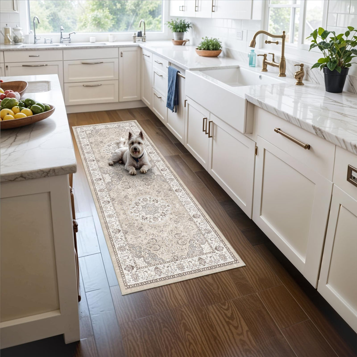 2x5 Washable Hallway Runner Rug: Indoor Farmhouse Non-Slip Entry Kitchen Rugs Oriental Thin Light Weight Carpet for Living Room Bedroom Soft Water Resisitant Floor Mat for Bathroom Laudry(2X5,Brick)