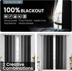 SimpleHome 100% Blackout Ombre Bedroom Curtains Black and Greyish White,45L
