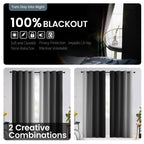 SimpleHome 100% Blackout Ombre Bedroom Curtains Black and Greyish White,45L
