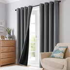 SimpleHome 100% Blackout Curtains for Bedroom,Thermal Insulated Grommet Window Drapes Room Darkening Grey Curtains for Living Room with Black Back,52 x 84 Inch,2 Panels