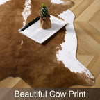 AROGAN Faux Cowhide Rug, Brown Cow Print Large Animal Area Rug, 5.2x6.2 Ft