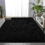 Deerhoo Large Shag Area Rugs 5 x 8, Plush Fuzzy Rugs for Living Room, Black