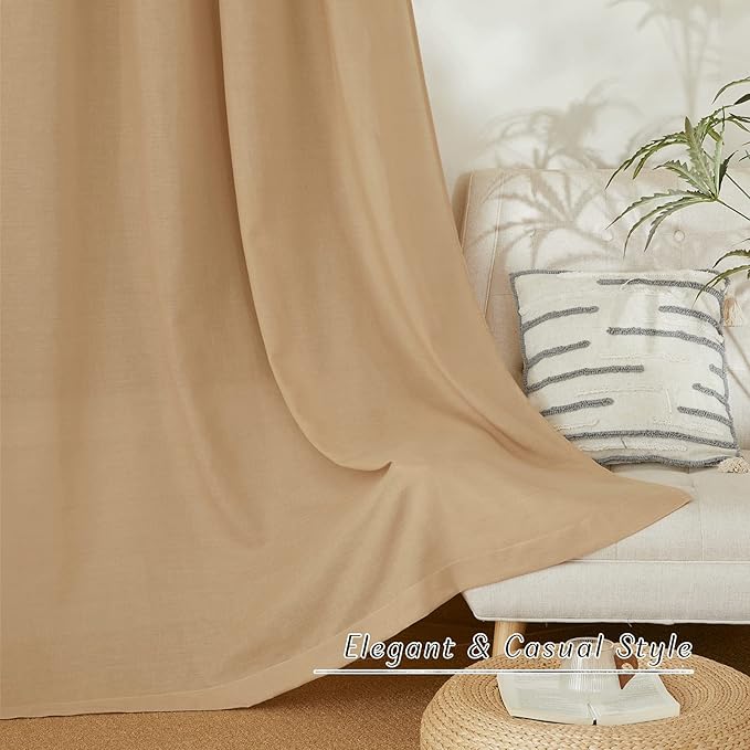 NICETOWN Linen Burlap Window Curtains 84 inches Long, Grommet Thick Linen Blend Window Treatments Privacy Assured with Light Filtering for Bedroom/Living Room, W42 x L84