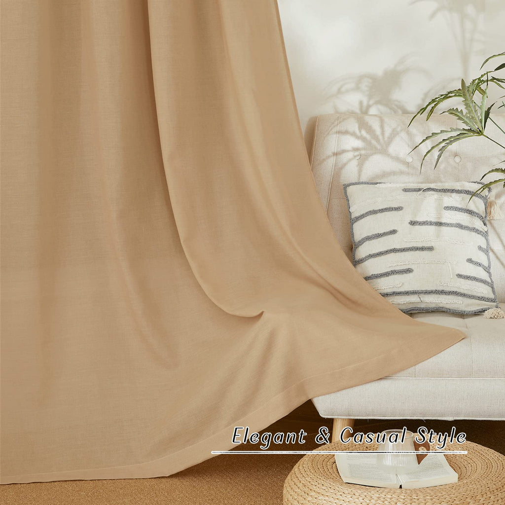 NICETOWN Semi Sheer Linen Burlap Curtains for Windows 96 inch Length 2 Panels, Grommet Semi Sheer Balance Privacy Added with Light Filtering Vertical Drapes for Bedroom/Living Room, W55 x L96