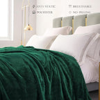 Exclusivo Mezcla Plush Fuzzy Fleece Bed Blanket Queen Size, Super Soft, Fluffy and Warm Blankets for Couch, Bed, All Season (Forest Green, 90x90 inches)