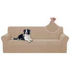 U-NICE HOME 4 Seater Stretch Couch Cover for 3 Cushion Sofa, Camel